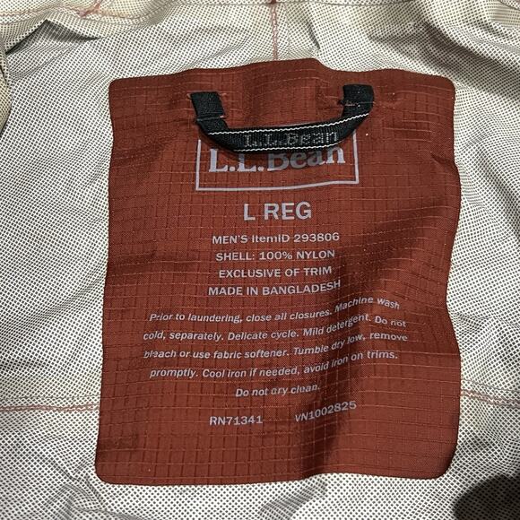 Ll Bean Full Zip Rain Jacket Hooded Orange Color Block Mens Size Large - Picture 6 of 8